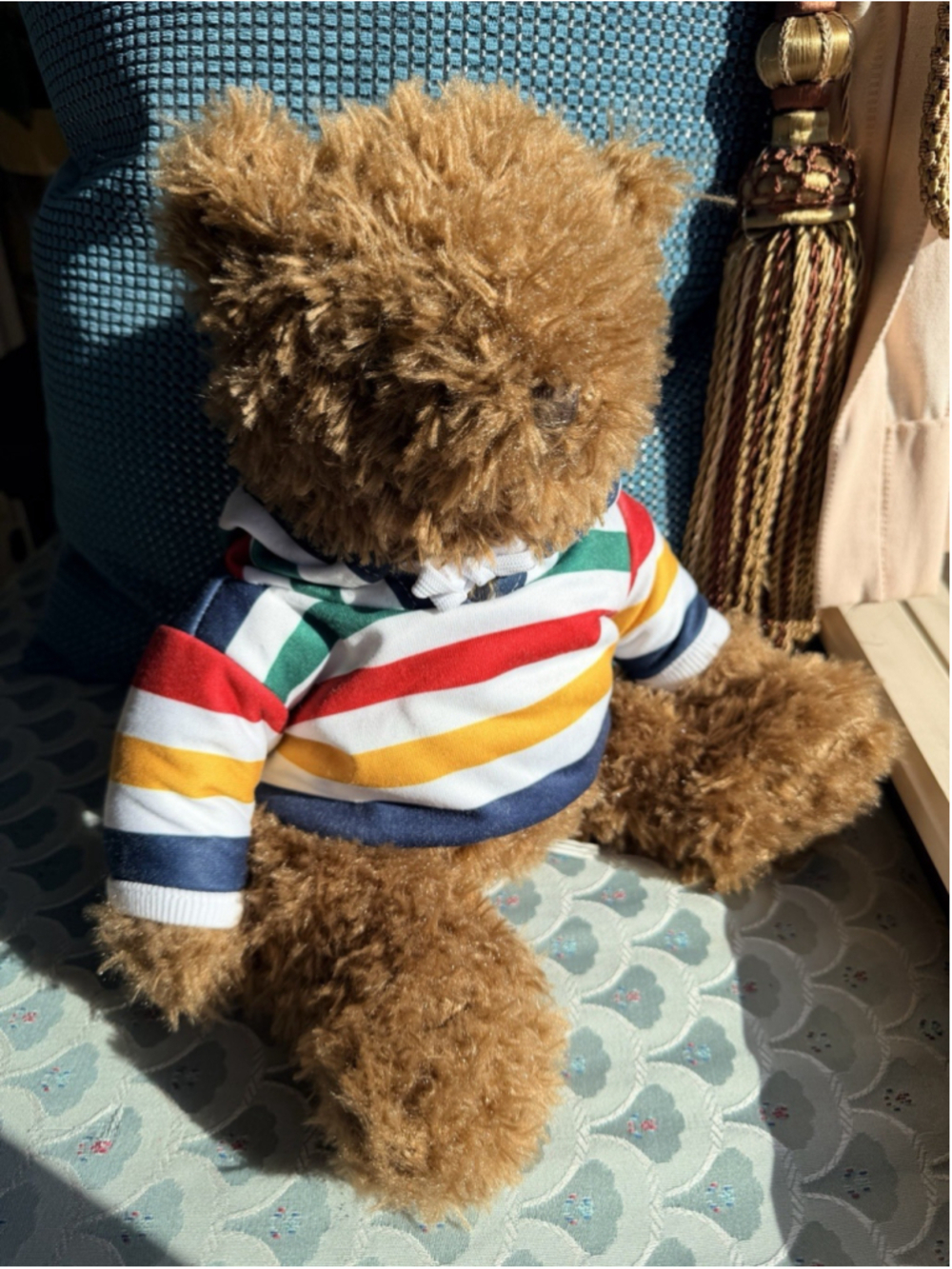 COLLECTIBLE HUDSON BAY TEDDY BEAR WITH STRIPED HOODIE AUTHENTIC